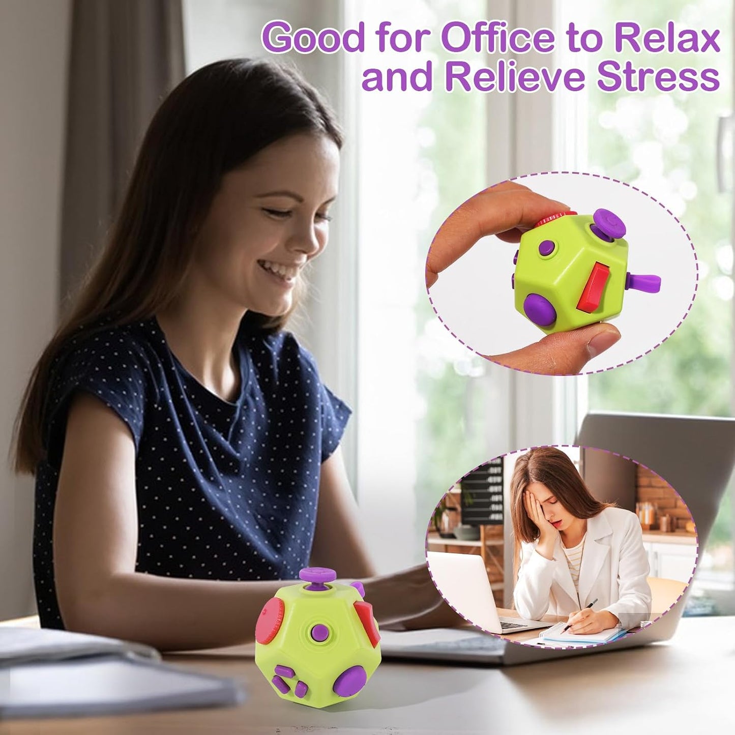 UOOEFUN Small Fidget Toys,12 Sided Fidget Toys,Mini Cube Toys Relief Stress,Autism and Anxiety Depression Anti for Kids Adults Improve Focus (Grey)