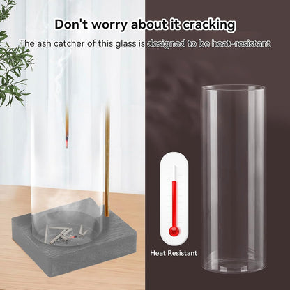 1 Pack Incense Holder for Sticks, Insence-Stick Holder Ash Catcher with Removable Glass [Anti-Ash Flying], Mess-Free Incense Burner Holder, Perfect for Meditation Yoga Relaxation, Home Decor