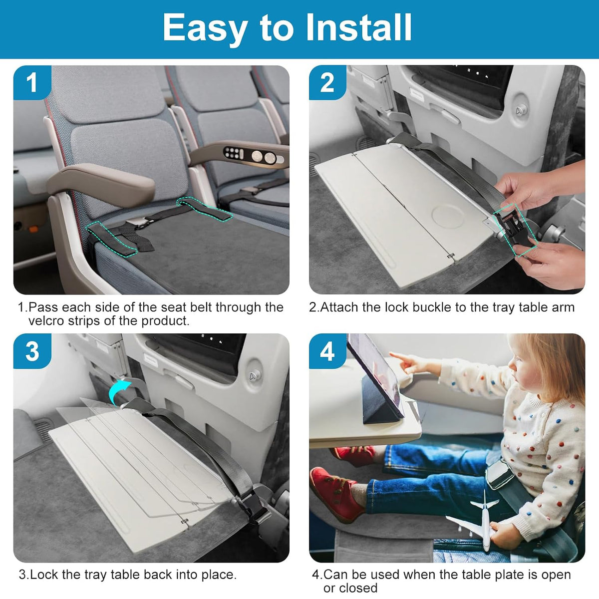 COZYBONDER Toddler Airplane Bed, Kids Airplane Seat Extender Travel Bed, Kids Airplane Travel Essentials, Airplane Must Have for Toddlers, Portable Plane Foot Rest for Flights