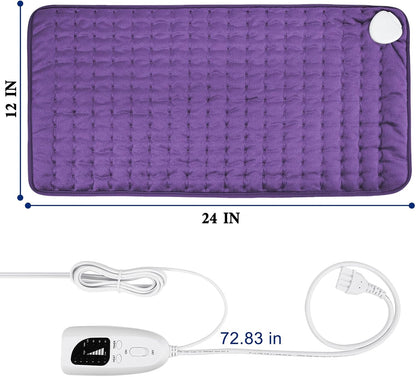 Electric Heating pad with 6 Heat Settings, Auto Shut Off, Dry Electric Heating for Back Neck Knee Arms Legs Shoulder Heat Pads for Christmas Birthday Father Mother's Day (24"X12", Gray Green)