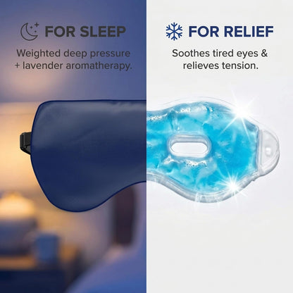 ASUTRA Silk Eye Pillow for Sleep, Black - Filled w/Lavender Buds & Flax Seeds, Weighted Eye Mask, Meditation & Light Blocking Blindfold, Cooling Gel Mask Included