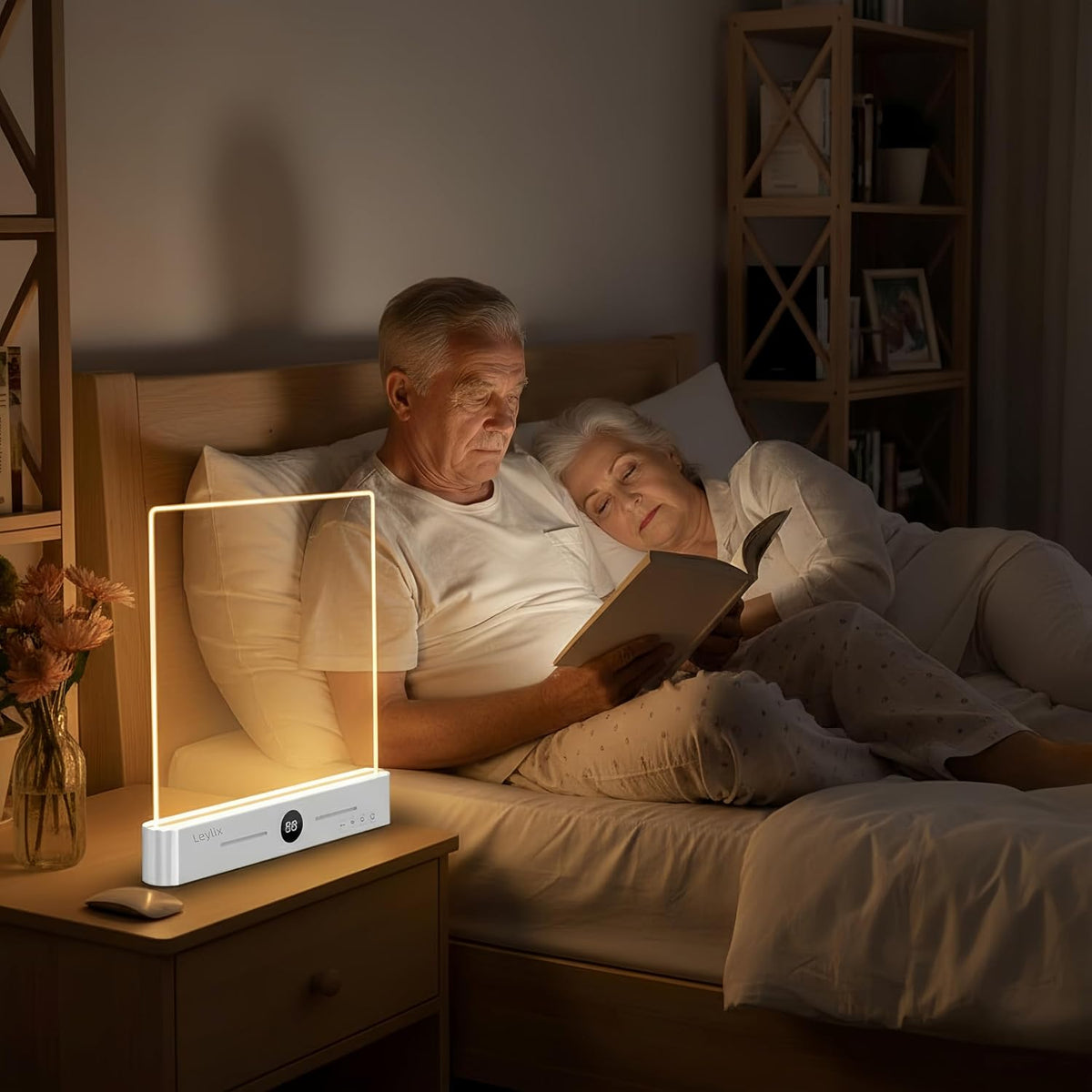 XL LED Flat Book Light for Reading at Night in Bed, Matte Pink