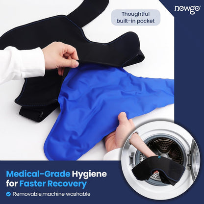 NEWGO Shoulder Ice Pack Wrap - FSA Eligible, Reusable Gel Cold Compression Sleeve for Rotator Cuff, Shoulder Surgery Recovery & Injuries, Tendinitis, Frozen Shoulder - Fits Both Shoulders