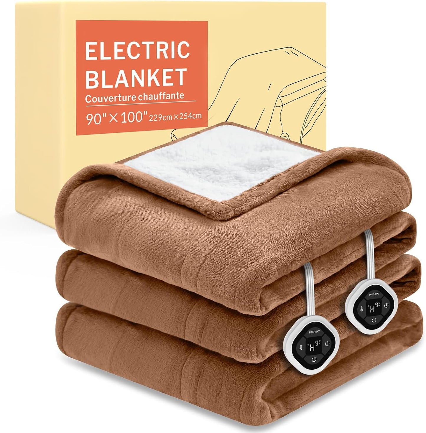 HOMLYNS LuxeHeat Heated Blanket Electric Blanket, Soft Flannel Sherpa Heated Throw, Heating Blanket with 5 Heat Settings, 3 hrs Timer Auto Shut Off (50x60 inches, Purple), Only for 120V Voltage Use