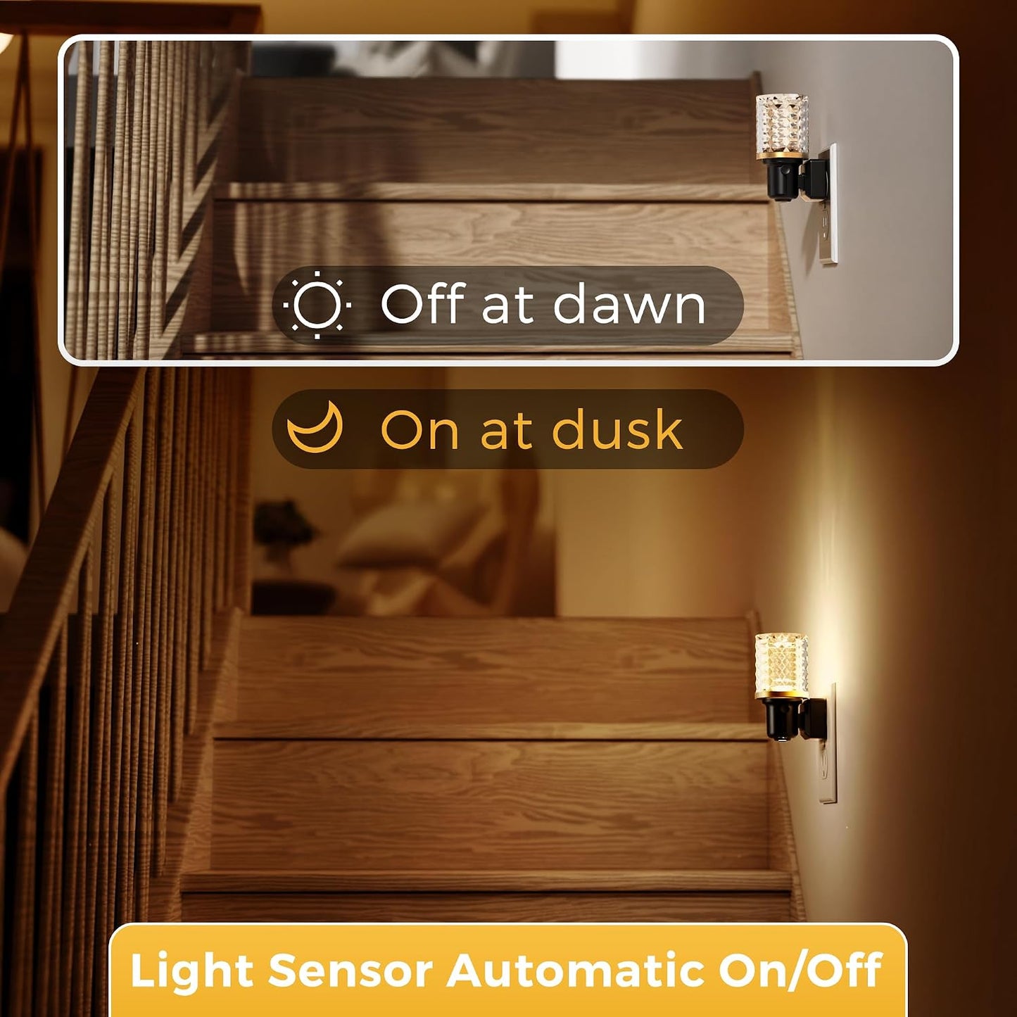 L LOHAS LED Night Light, Dimmable Night Lights Plug into Wall, Automatic Night Lights Plug in with Auto Light Sensor,Adjustable Brightness Amber LED Night Light, for Bedroom Hallway Home Decor