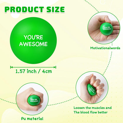 SHQDD 100PCS Motivational Stress Balls for Adults and Kids - Stress Balls Bulk Soft Sponge Squeeze Toys with Inspirational Quotes | Office Classroom Stress Relief Gifts | Anxiety Relief Fidget Toys