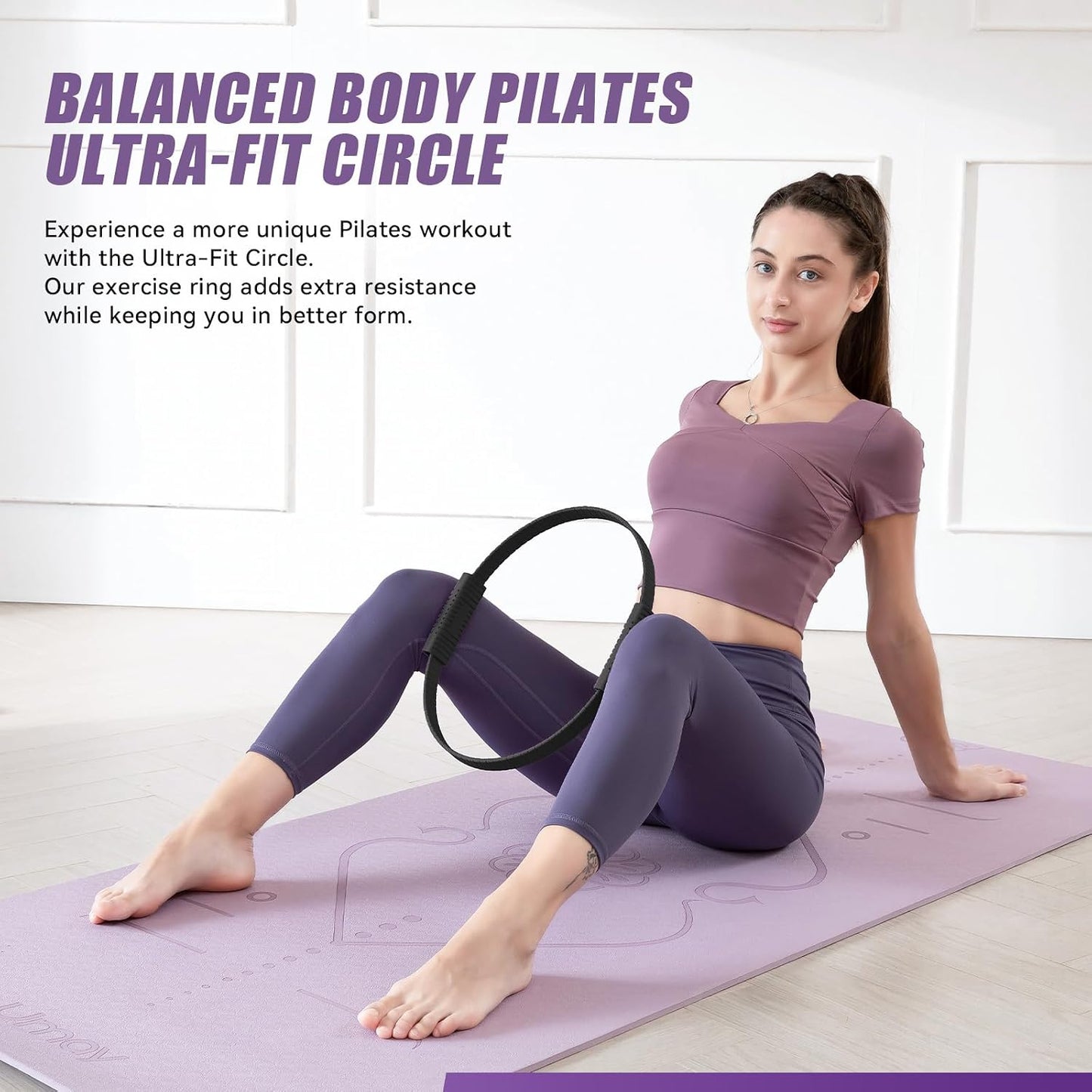 Krightlink Pilates Ring Circle, 14" Magic Circle Pilates Rings for Focusing on Toning Inner Thighs, Arms, and Core, Fitness Exercise Ring Workout Ring for Yoga and Pilates