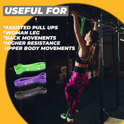 Draper's Strength Heavy Duty Resistance Stretch Loop Bands for Powerlifting Workout Exercise and Assisted Pull Ups