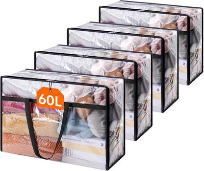 Lifewit 45L Clear Clothes Storage Bags,Plastic Foldable Blanket Storage Bag