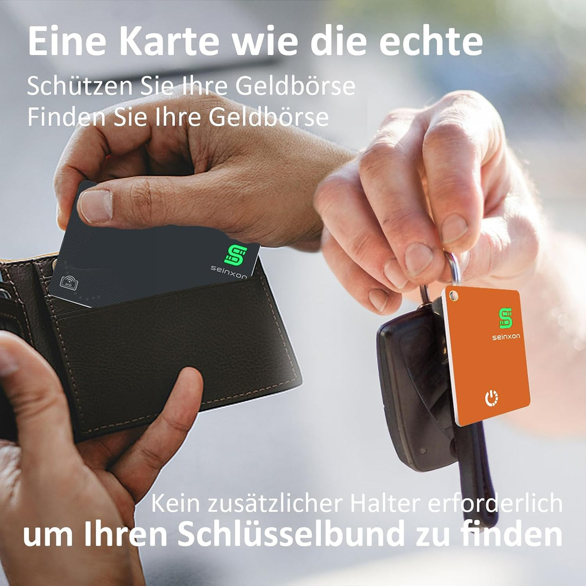 SEINXON Wallet Tracker (iOS Only) IP68 Thin Item Finder Card Luggage Located Bluetooth Works with Apple Find My APP & Network - Magnetic Charger (Slim)