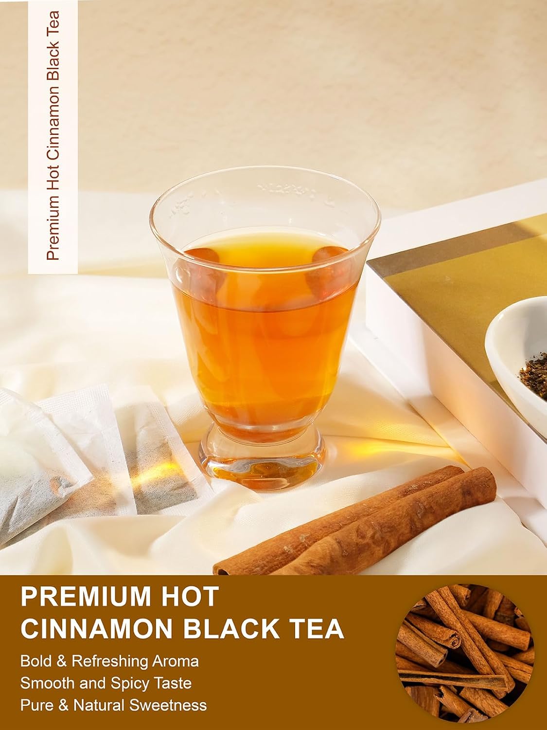 TeeLux Hot Cinnamon Black Tea Bags, Black Tea with Warming Spices, 100Count