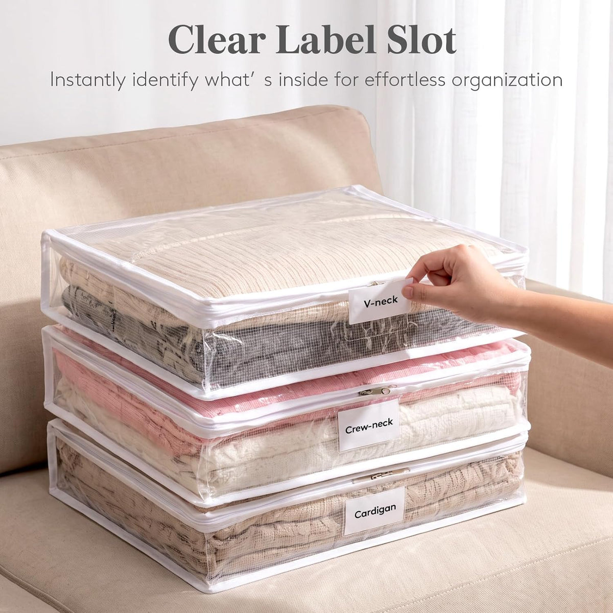 Lifewit 6 Pack Clear Zippered Storage Bags, Plastic Storage Bags Clothing Organizer for Blankets Linen Sweater Bed Sheet Quilt Clothes (15.7 x 14 x 4.1 Inch)