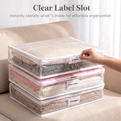 Lifewit 6 Pack Clear Zippered Storage Bags, Plastic Storage Bags Clothing Organizer for Blankets Linen Sweater Bed Sheet Quilt Clothes (15.7 x 14 x 4.1 Inch)