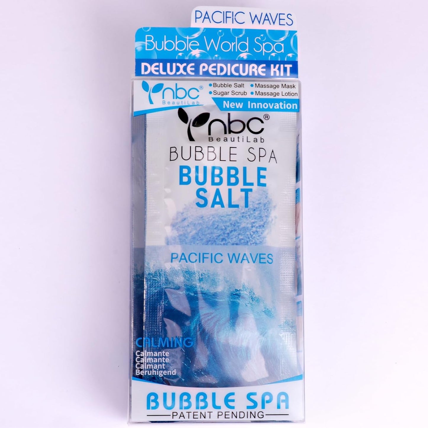 Pedicure Kit Foot Soak Set: Bubble Salt, Sugar Scrub, Massage Mask, Massage Lotion in a Box, 4 Step Foot Spa Kit for Dry Feet, Softens Calluses, Tired Feet（3 Set Lavender) - Colors A
