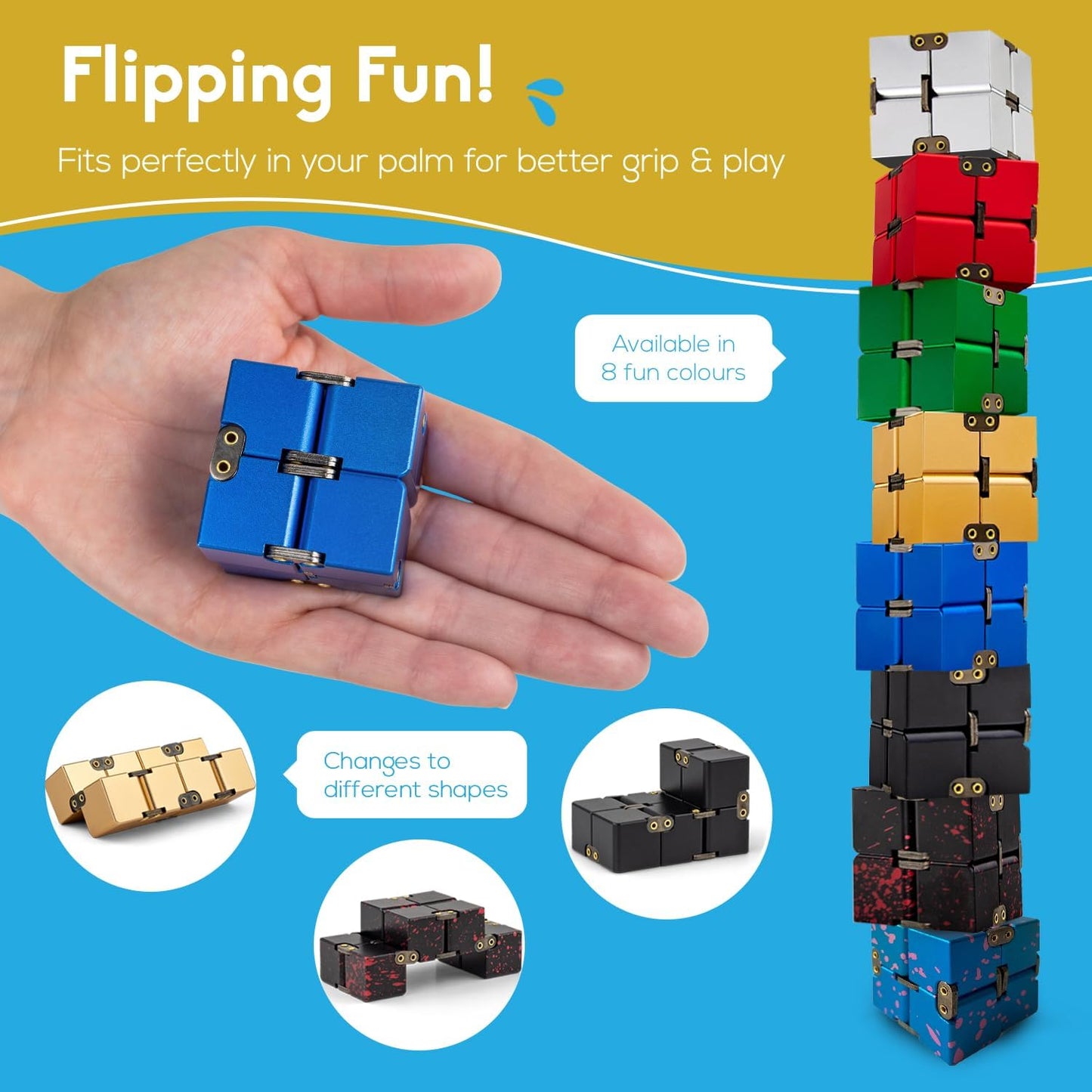 PILPOC theFube Fidget Cube, 6-Sided Stress Relief Infinity Cube for Adults & Kids, Boosts Concentration, Mindfulness Aid, Silent & Audible Modes, Stocking Suffers for Boys, Kids and Adults (Midnight)