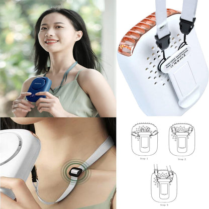 AOCOOLFAN Portable Neck Fan, Mini Small Personal Handheld Fan USB Rechargeable 3 Speed for Girls Boys Woman Eyelash Travel Home Office Outdoor (White)