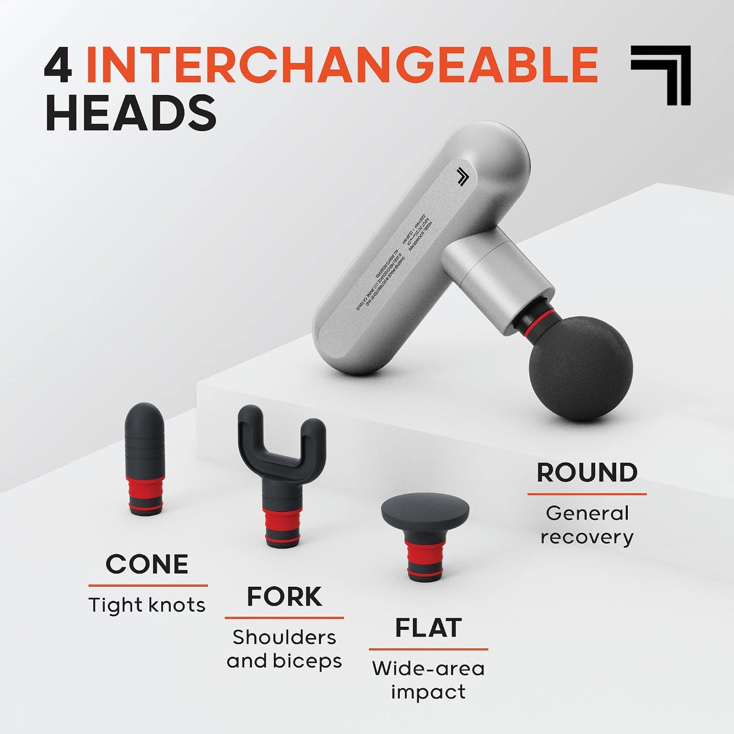 Sharper Image Powerboost Move - Mini Percussion Massage Gun| 4 Attachments, 4 Speeds, FSA Eligible| Full Body Back & Shoulder Massager| Deep Tissue Muscle Recovery| Portable Pain Relief Massage Tool