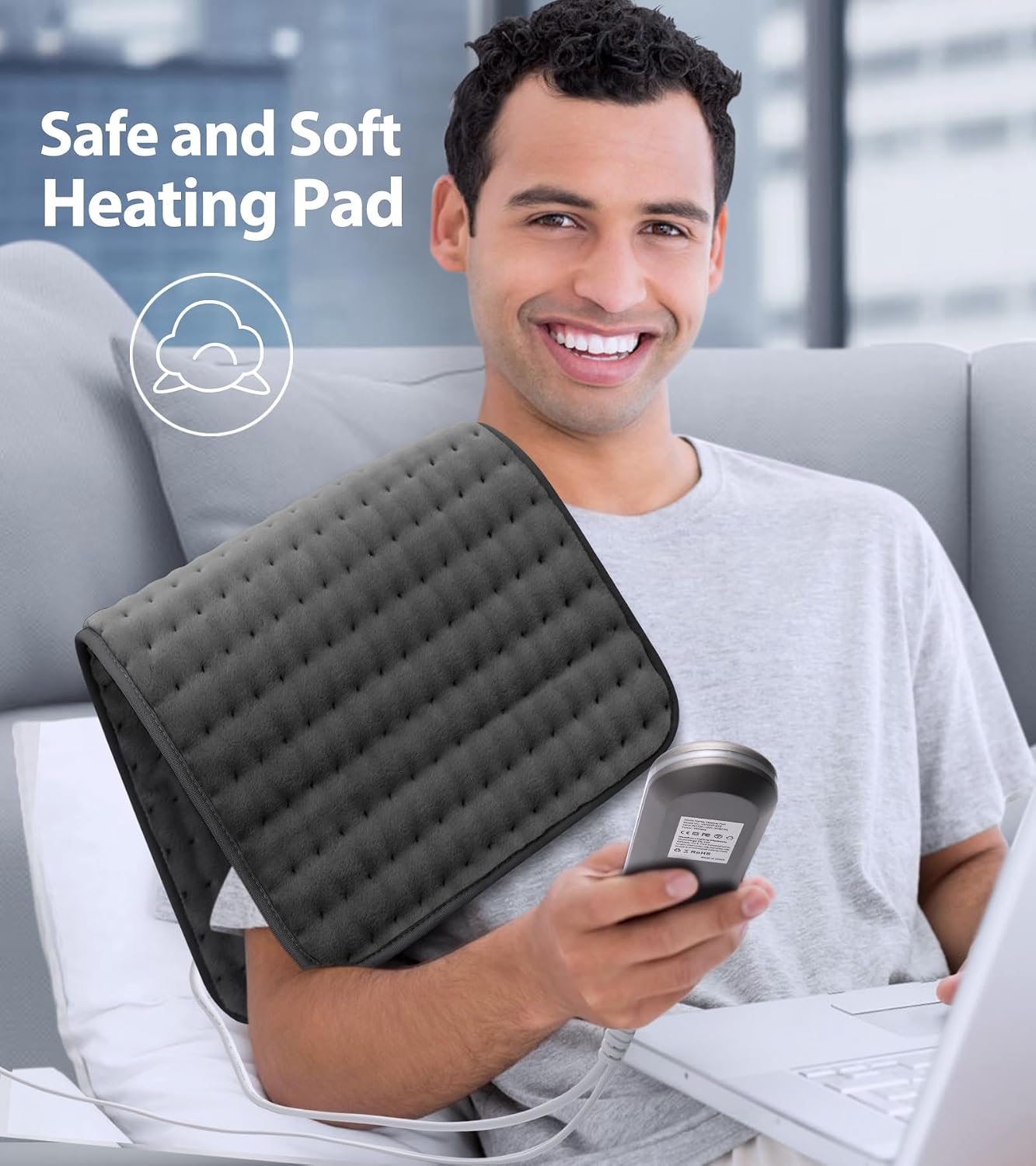 VALGELUIK Heating Pad for Back, Neck & Shoulder Pain Relief – 12"x24" Electric Heat Pad, Auto-Off, Machine Washable, Moist/Dry Heat Options – Thoughtful Mother's Day Gifts for Mom, Dad, Women & Men