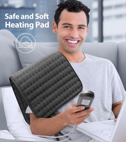 VALGELUIK Heating Pad for Back, Neck & Shoulder Pain Relief – 12"x24" Electric Heat Pad, Auto-Off, Machine Washable, Moist/Dry Heat Options – Thoughtful Mother's Day Gifts for Mom, Dad, Women & Men