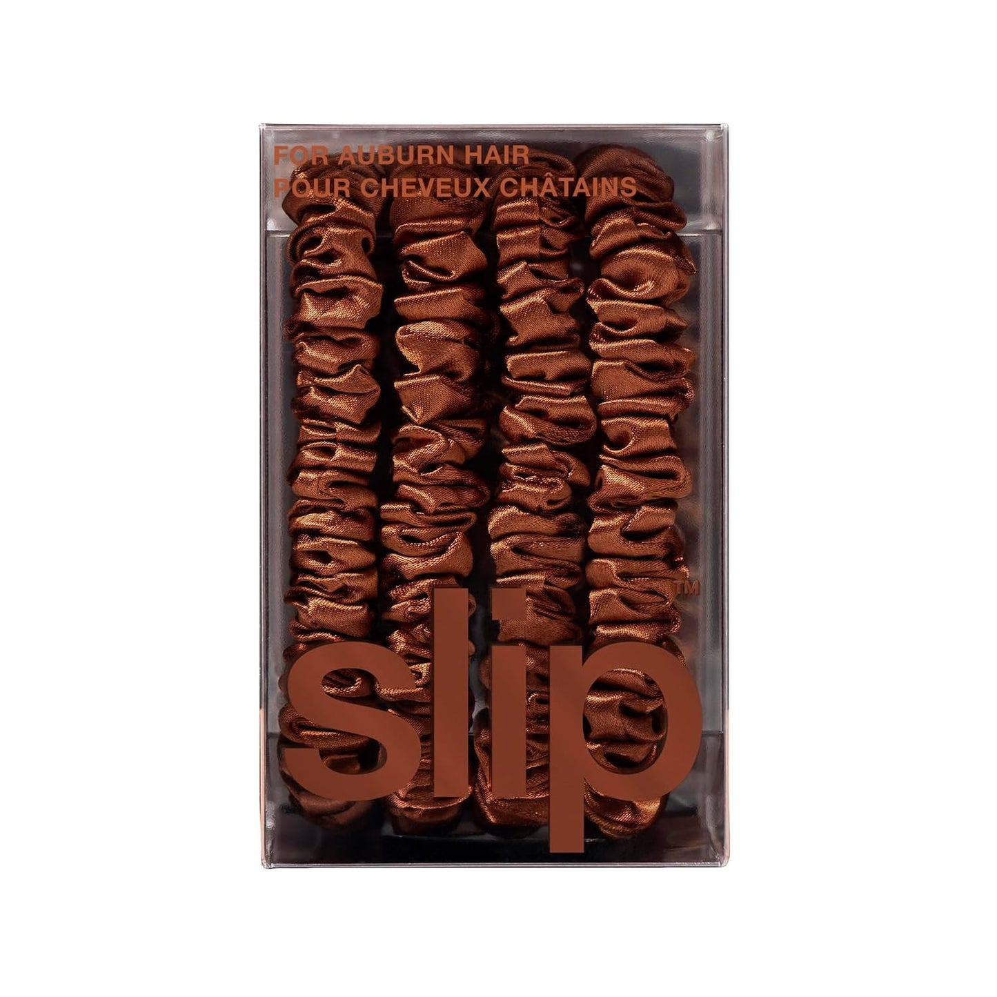 Slip Silk Hair Ties — Skinny Silk Black Scrunchies, No Damage, No Crease, Anti-Breakage |100% Mulberry Silk | All Hair Types | Made with Proprietary Slipsilk™ | Set of 4