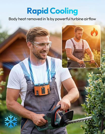 Portable Waist Fan, 12000mAh Rechargeable 3-Turbo Belt Fan