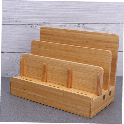 Bamboo Wood Charge Station Docking Organizer for Cellphone Tablets