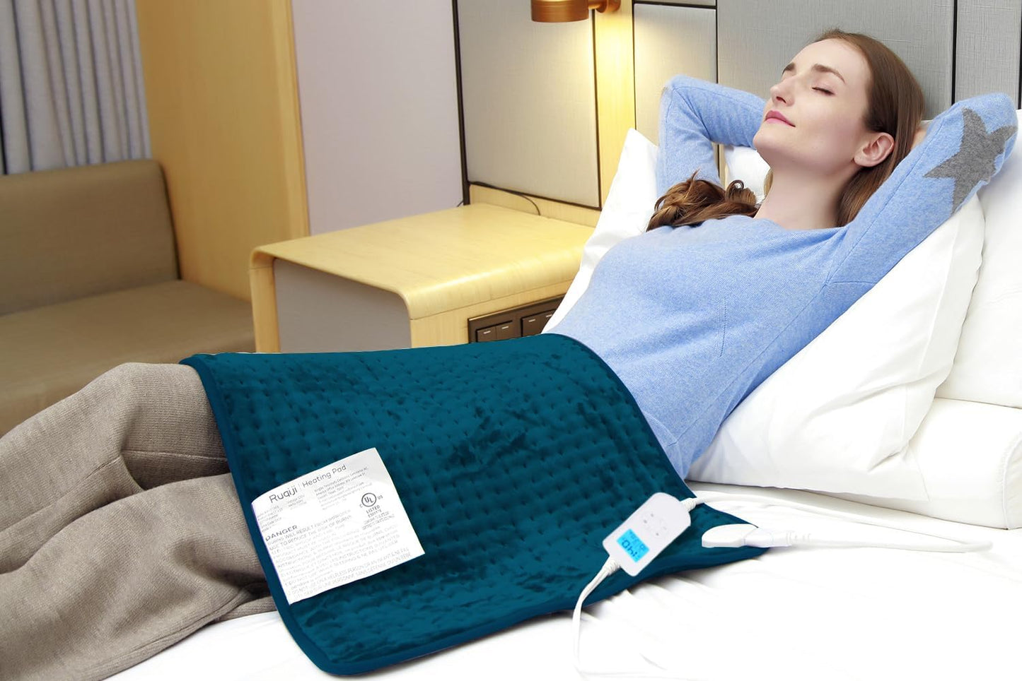 Ruqiji 19" x 24" Weighted Neck&Shoulder Heating Pad, 2.5lbs with 12 Temperature Settings&Countdown Timer,Pain Relief for Neck/Shoulders/Menstrual Pain(Dark Gray)