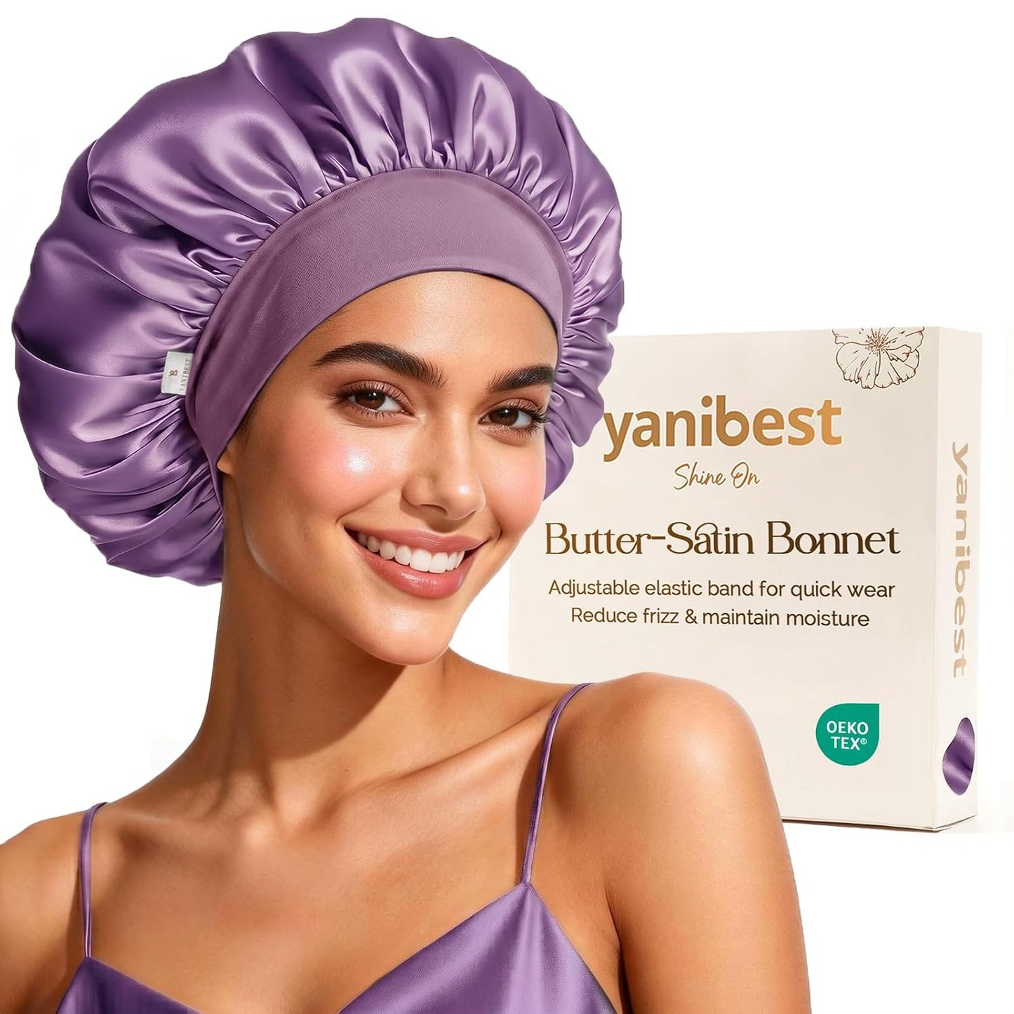 YANIBEST Silk Bonnet for Sleeping Women, Double Layer Hair Satin Bonnets with Elastic Band, Sleep Cap Curly Natural Hair