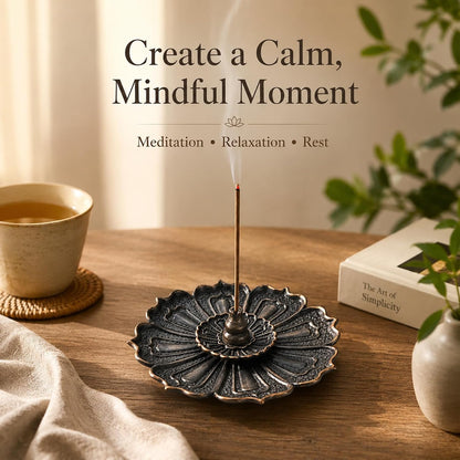Incense Holder for Sticks, 3-in-1 Lotus and Gourd Incense Burner with Detachable Ash Catcher, Spiritual Japanese Decor for Yoga and Meditation