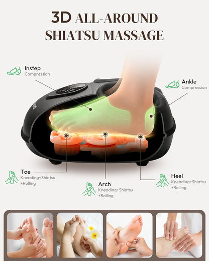 Heycool Shiatsu Foot Massager with Heat FSA Eligible HSA, Gift Men Women | [2026 Upgraded] Compression, Vibration, Deep Kneading Massager for Plantar Fasciitis, Neuropathy, Remote Control