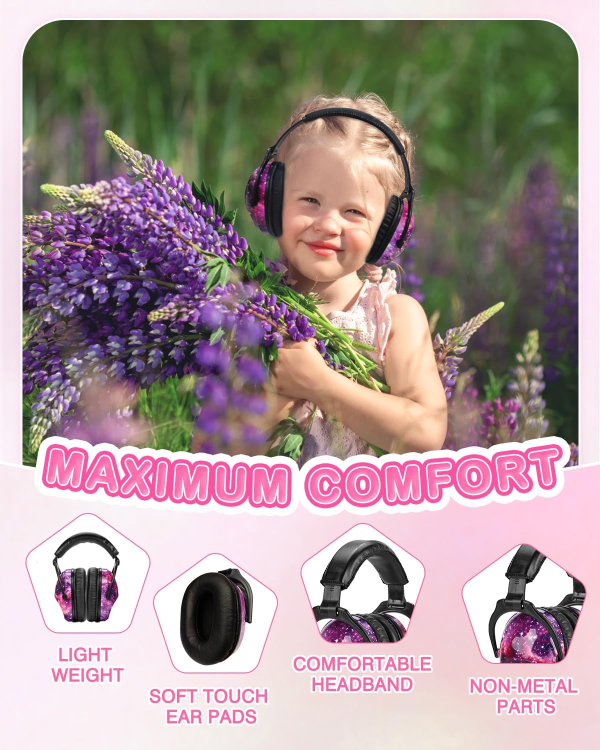 ZOHAN EM030 Kids Ear Protection, Noise Cancelling Headphones Ear Muffs for Autism Sensory, Safety Noise Reduction Hearing Protection for Monster Truck/Concerts/Fireworks/Air Shows