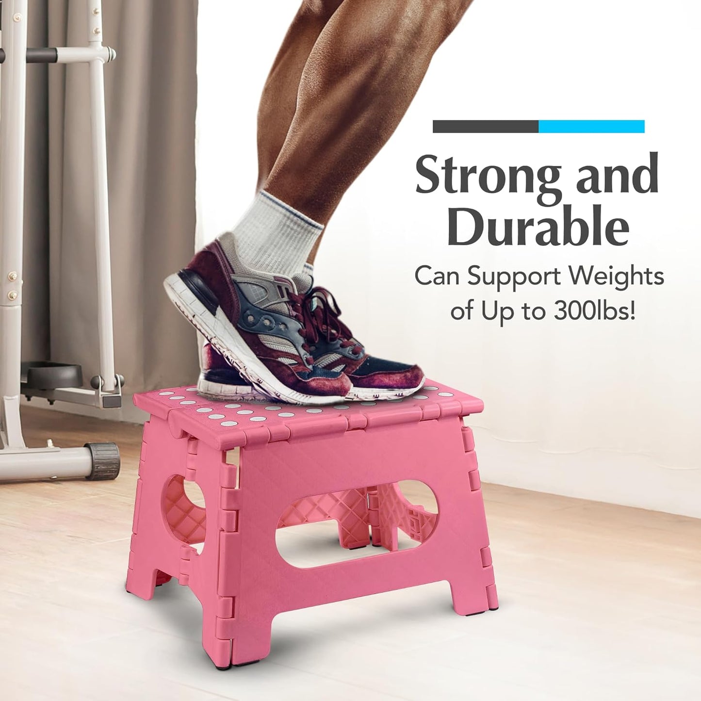 Handy Laundry Folding Step Stool - Sturdy Enough Collapsible Stool to Support Adults - Opens Easy with One Flip - Great for Kitchen, Bathroom or Bedroom (Black - 9 Inch)