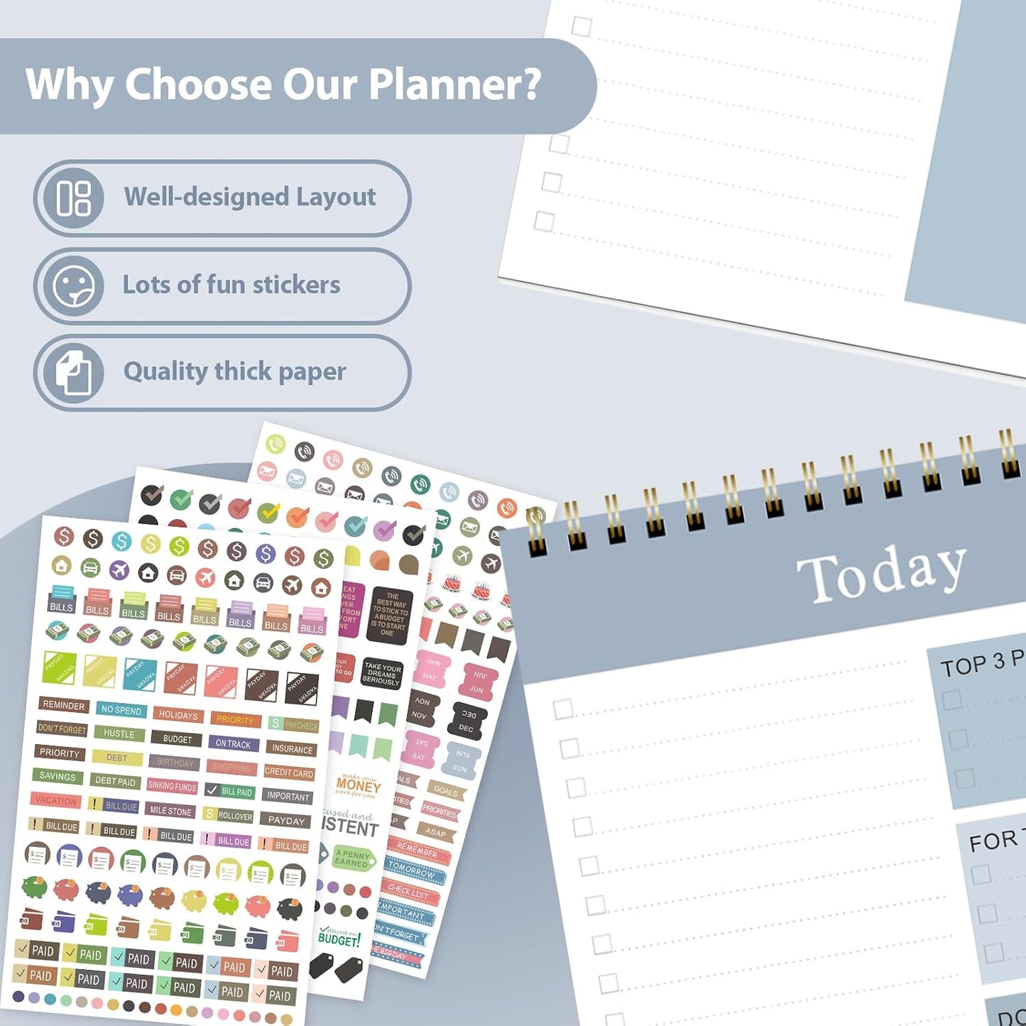 Weekly To Do List Notepad, Undated Planner with 52 Sheets (8.5''x11'') | Desk Accessories and Supplies, Women & Man, Home School & Work