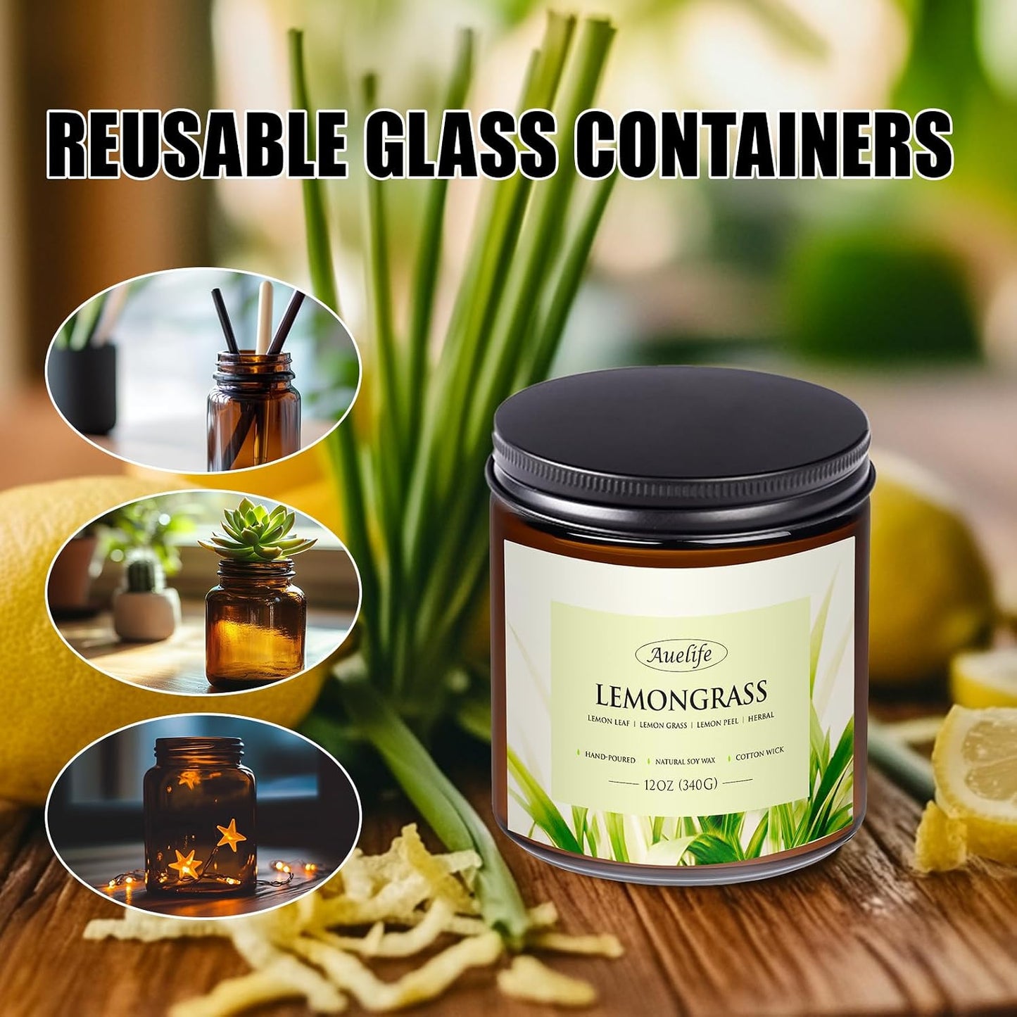 Scented Candles Set | Men Candle Set, Scented Candles for Home, Gifts for Men Aromatherapy Gift Set - 4 Pack Manly Gifts for Dad Fathers Day, Soy Candle of Leather/Smoke & Vanilla/Oak/Lavender