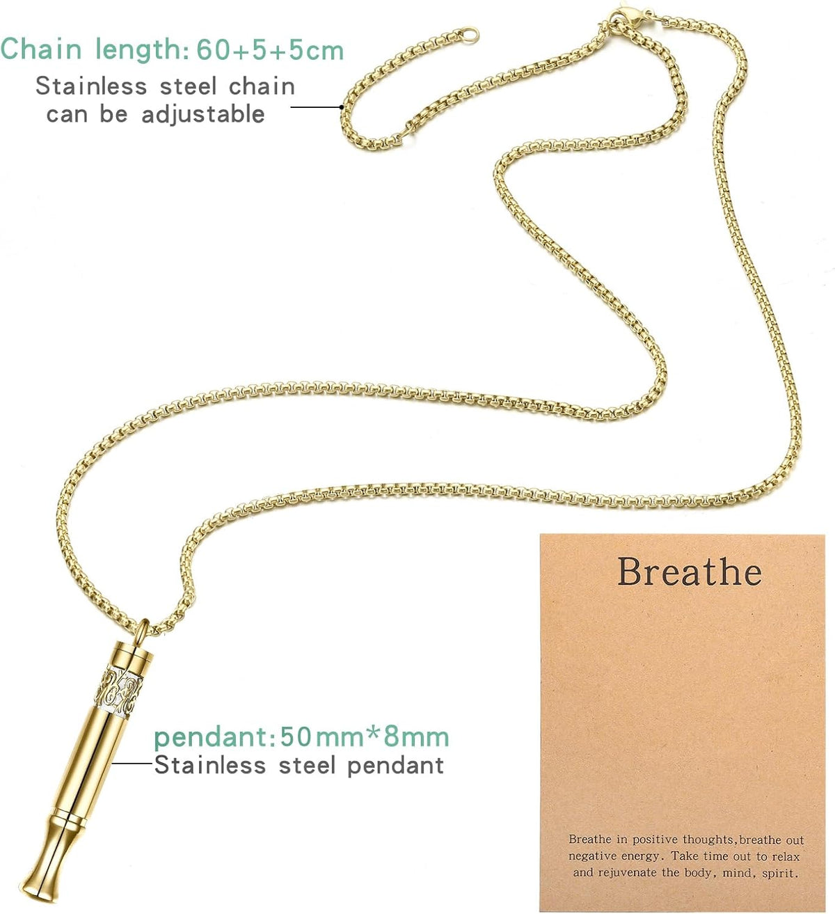 Quit Smoking Aid Necklace Stainless Steel Aromatherapy Diffuser (Rainbow)