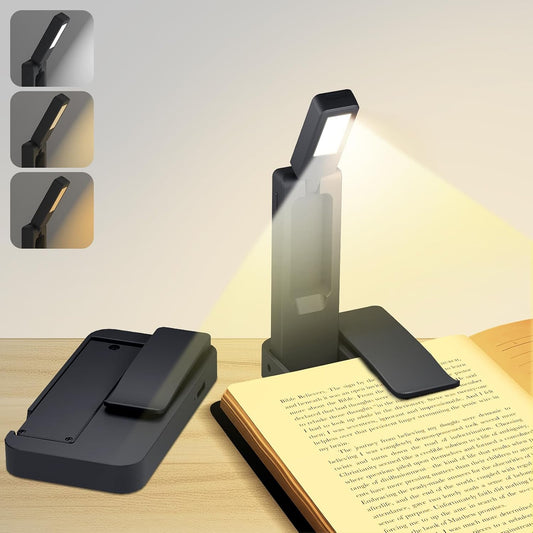Rechargeable Book Light for Reading in Bed,Foldable & Portable Clip-On Mini Reading Light for Studying,3 Color Amber Eye Care & Stepless Dimming,80H LED Small Cordless Desk Lamp for Office,Home,Nail