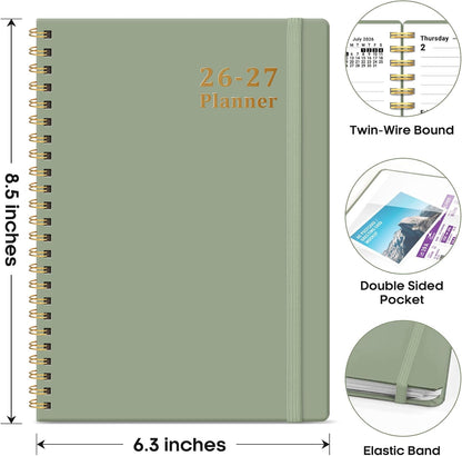 Planner 2026-2027, 8.5" x 11" Weekly and Monthly Academic Year Planner Calendar, July 2026 - June 2027, Hardcover Large School Planning Agenda With Tabs, Perfect for School & Office Supplies, A4, Green
