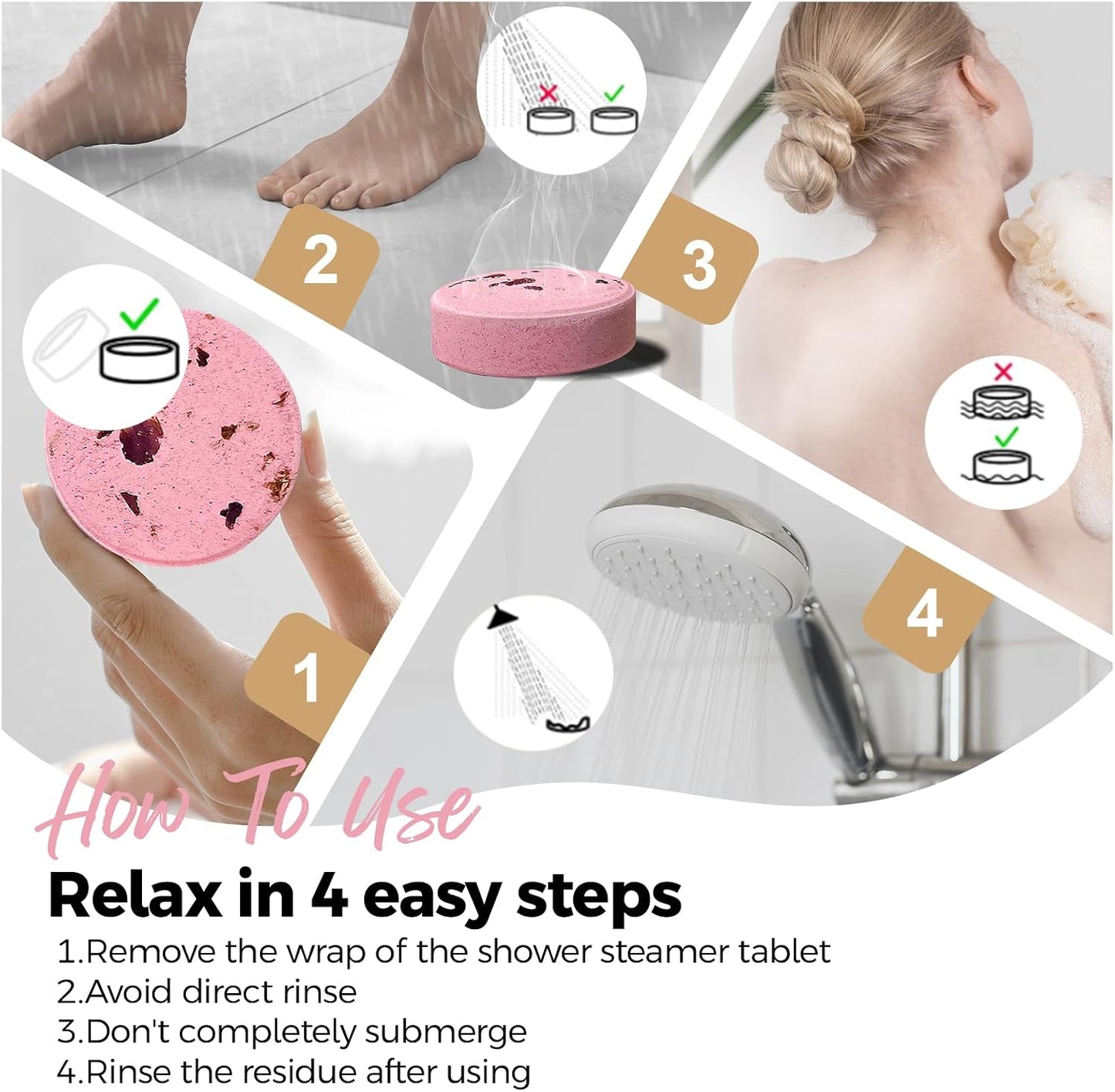 Shower Steamers Aromatherapy Birthday Gifts for Women - SWCANDY 8 Pcs Travel Essentials, Hotel Shower Spa Holidays Mom Wife Grandma Sister Her Self Care Relaxation with Natural Essential Oils Home