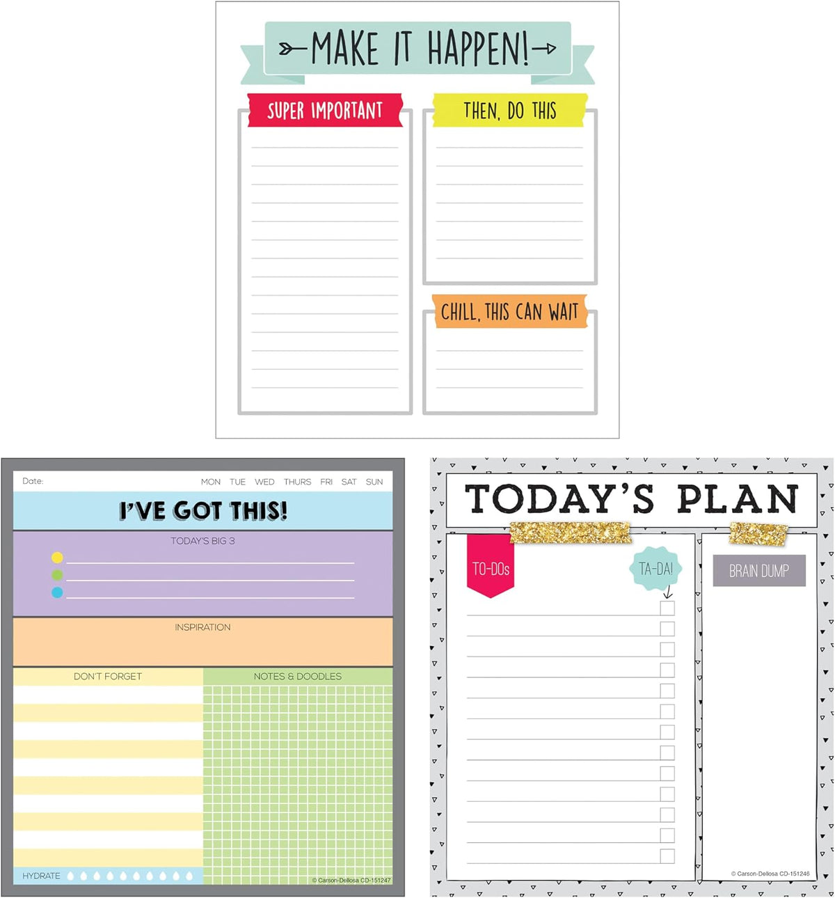 Carson Dellosa Aim High To Do List Notepad―5.75" x 6.25" Paper Stationery, Daily Checklist, Goals, Reminders, Notes, Motivational Organizer (50 sheets)