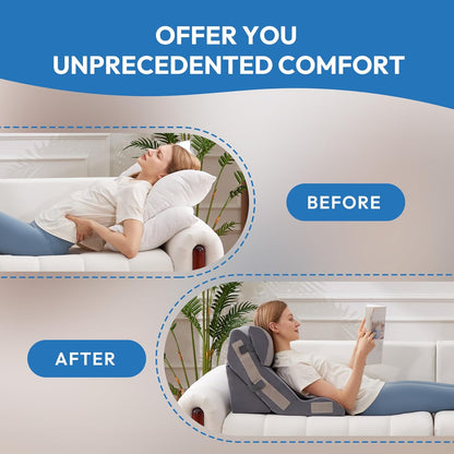 Ahpmeoa 3PCS Wedge Pillow Set for After Surgery, Back Pillow for Bed Sitting up, 10-in-1 Foam Wedge Pillow for Acid Reflux & Back Pain Relief, Post Surgery Pillow for GERD & Snoring, White