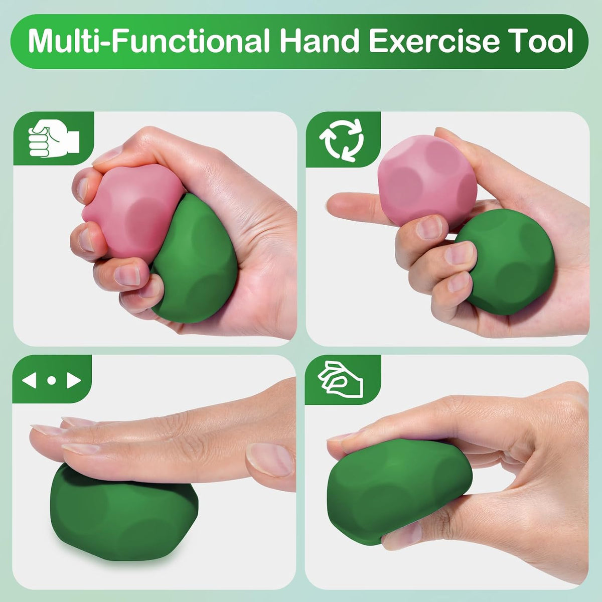 Sensory Stress Balls - Fidget Toy for Adults & Teen, Silicone Polyhedron Hand Therapy Ball with Beads Inside Relief Stress Squeeze Toy for Autism & ADHD, Office Desk Toy