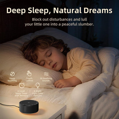 Kipcush White Noise Machine for Baby & Adults, 30 Soothing Sounds, Soft Non-Glare Nursery Lamp, 8 Color Night Lights, Memory Function (Angel V1 White, Standard)