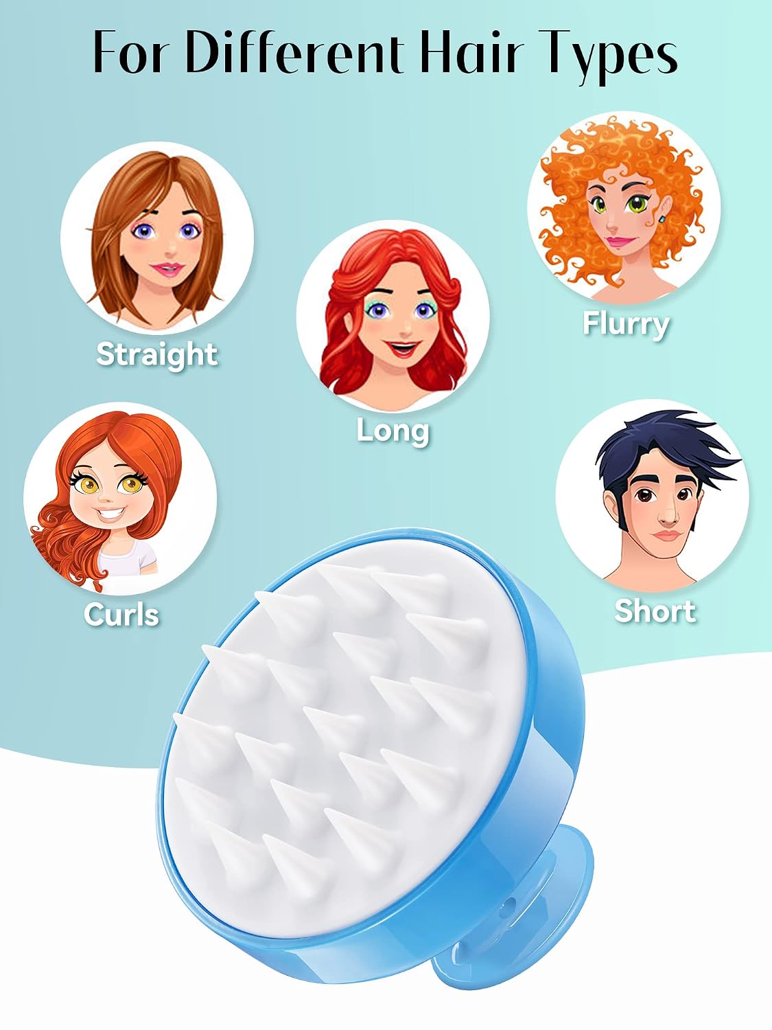HEETA Scalp Massager Hair Growth, Soft Silicone Scalp Scrubber Shampoo Brush for Exfoliation, Dandruff Removal Head Massage Stress Relax, Wet & Dry Use for Thick Thin Curly Hair Care, Black