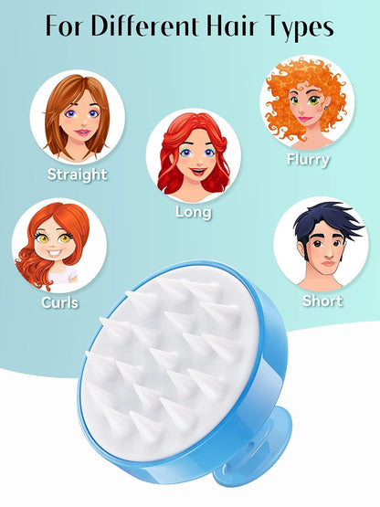 HEETA Scalp Massager Hair Growth, Soft Silicone Scalp Scrubber Shampoo Brush for Exfoliation, Dandruff Removal Head Massage Stress Relax, Wet & Dry Use for Thick Thin Curly Hair Care, Black