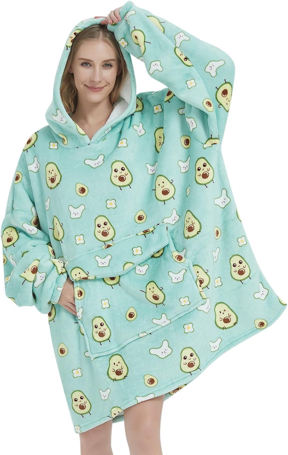 Fiosnow Sun and Moon Blanket Hoodies for Women and Men Adult Oversize Wearable Blanket Hoodies for Soft and Warm