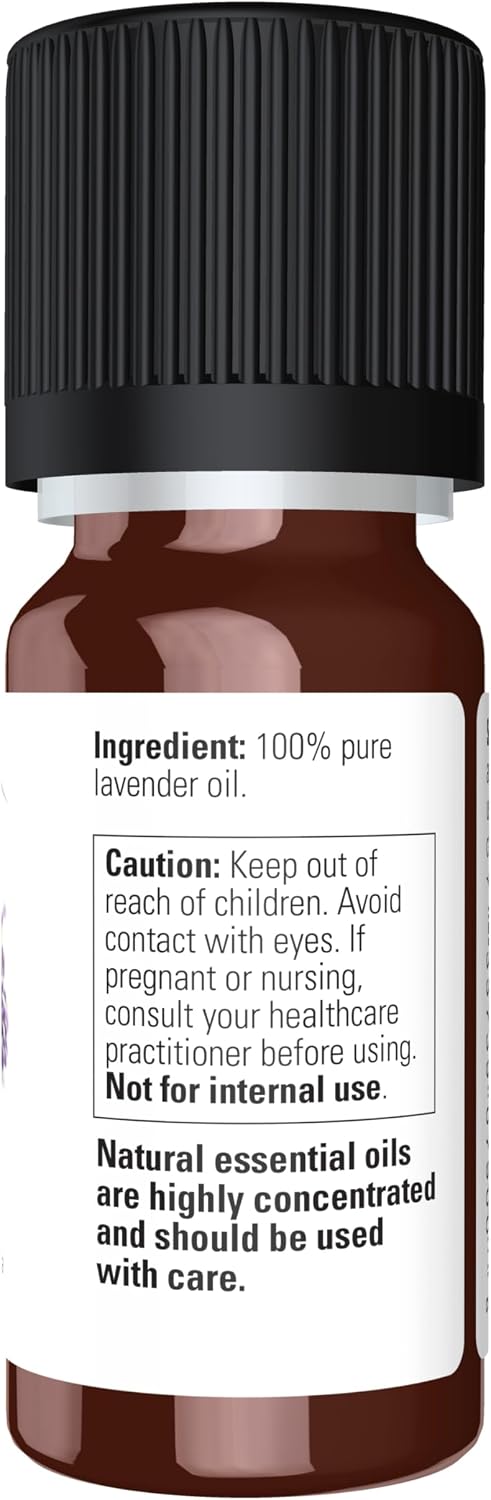 NOW Essential Oils, Lavender Oil, Soothing Aromatherapy Scent, Steam Distilled, 100% Pure, Vegan, Child Resistant Cap, 4-Ounce