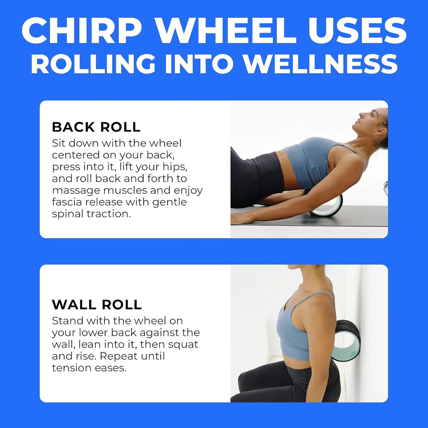 Chirp Wheel Foam Roller - Targeted Back & Neck Pain Relief, Muscle Massage, Trigger Point Therapy, High-Density Foam Tool for Physical Therapy, Stretching & Exercise, 500lbs Capacity, 12-Inch Mint