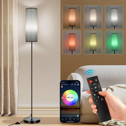 FRIDEKO HOME Floor Lamp, 9W 800LM Color Changing Smart Bulb, Beige Shade