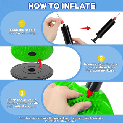 Wiggle Seat Cushion,Fimeetoy Sensory Spinning Chair,ADHD Tools for Kids,Flexible Seating Classroom & Home,Inflatable Wobble Balance Disc-Blue