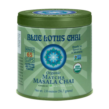 Blue Lotus Chai - Rooibos Flavor Masala Chai - Makes 65 Cups - 2 Ounce Masala Spiced Chai Powder with Organic Spices - Instant Indian Tea No Steeping - No Gluten